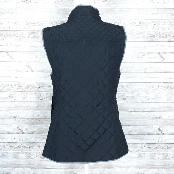 Charter Club Quilted Vest S Black Gray Accents 942 - Picture 4 of 7